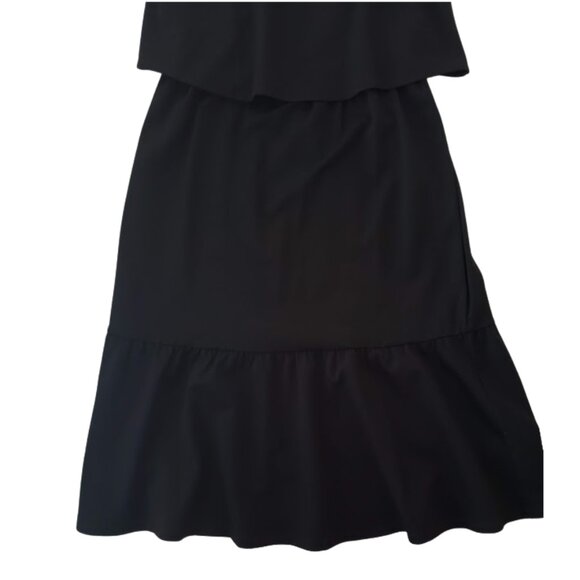 J Jill Women's Black Tiered Sleeveless Cross Strap Midi XS Petite Dress NWT - Picture 3 of 14